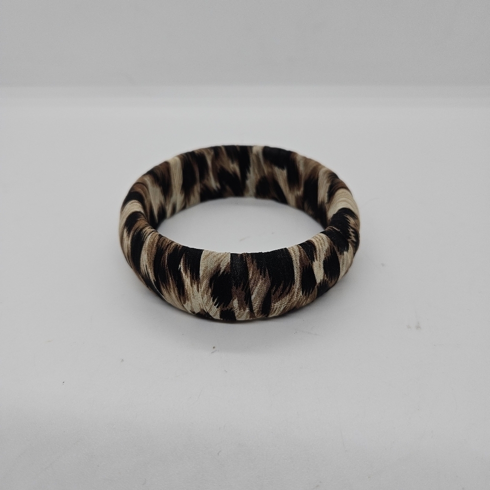 fabric wrapped bangle bracelet leopard print